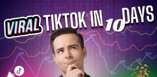 TikTok influencer creating viral content using a smartphone with bright background lighting.